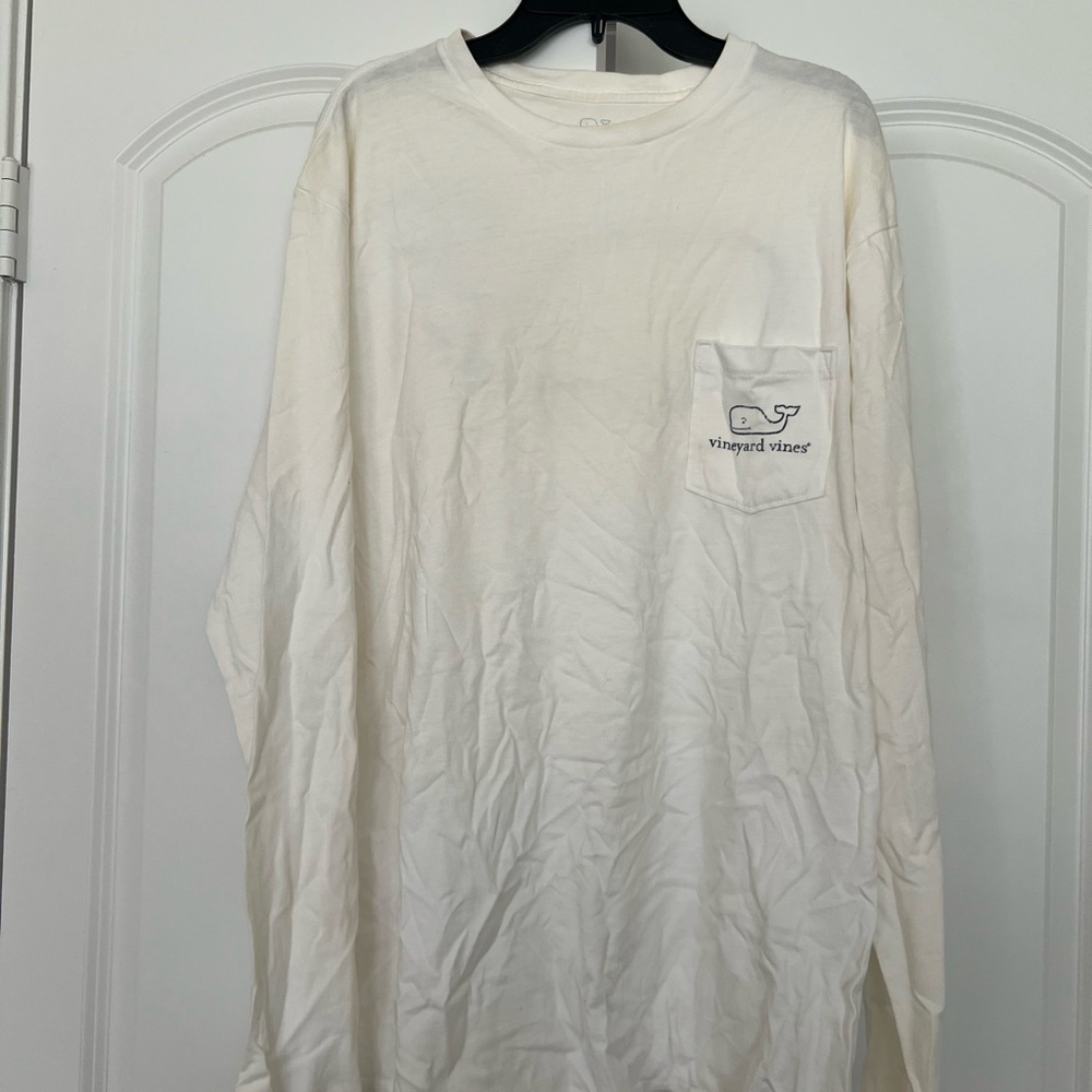 Vineyard Vines Men's Cream Long Sleeve Tee